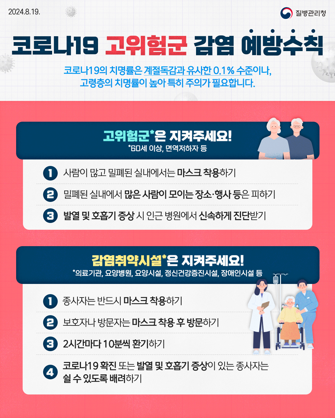 (안내) 코로나19 고위험군 감염 예방수칙 이미지