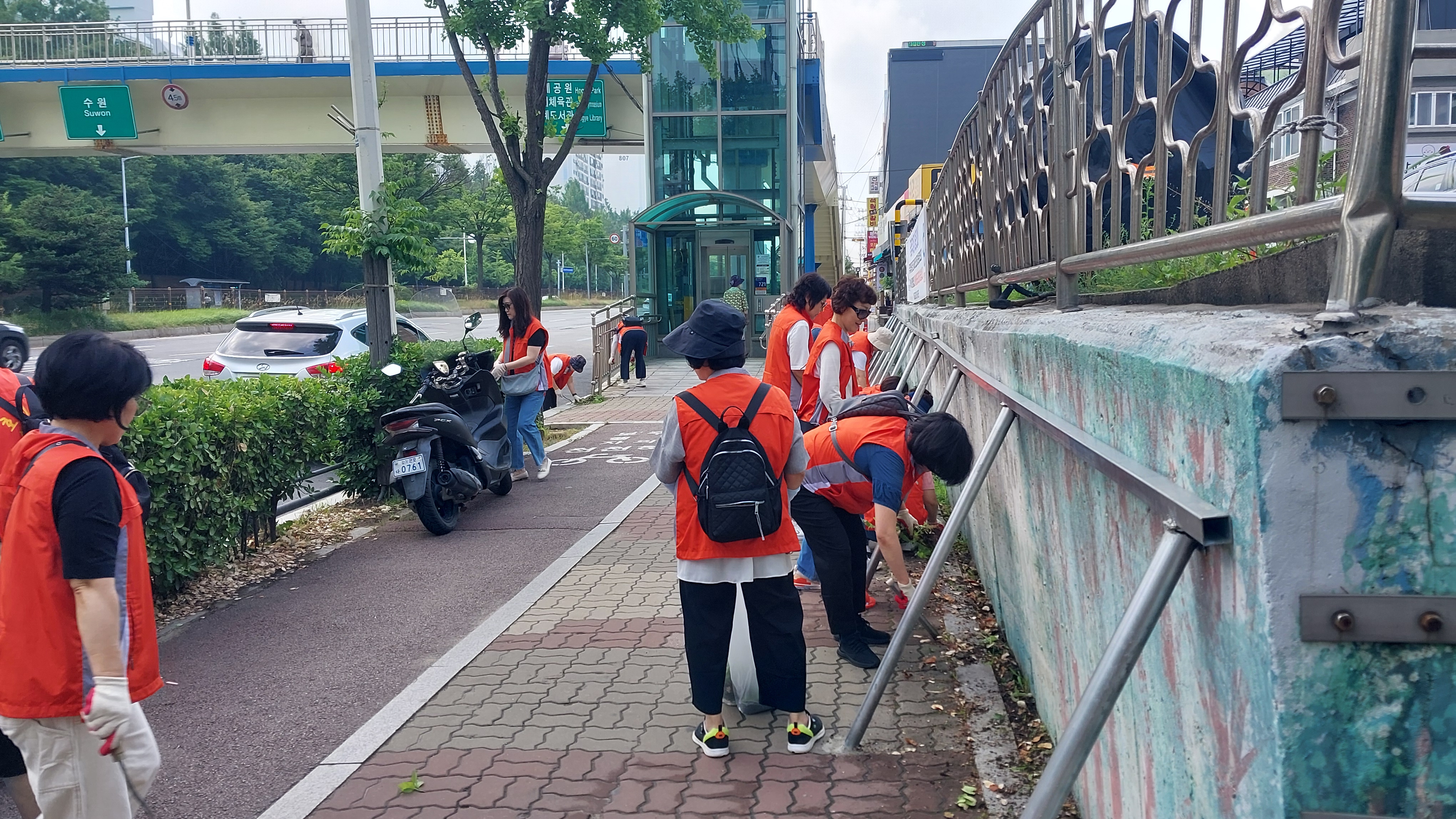호계2동 통장협의회, 도로시설물 주변 잡초 제거 실시 이미지