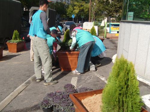 주민센터앞 꽃박스 설치작업 이미지